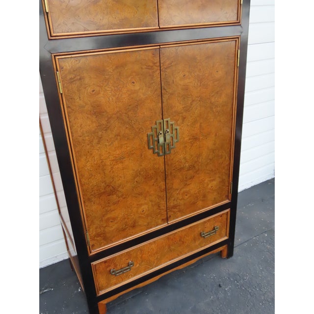 Century Chinoiserie Chin Hua Hollywood Regency Burlwood Tall Armoire 6617 For Sale - Image 13 of 18