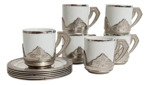 Vintage Coffee Set with Saucers, 1960, Set of 12