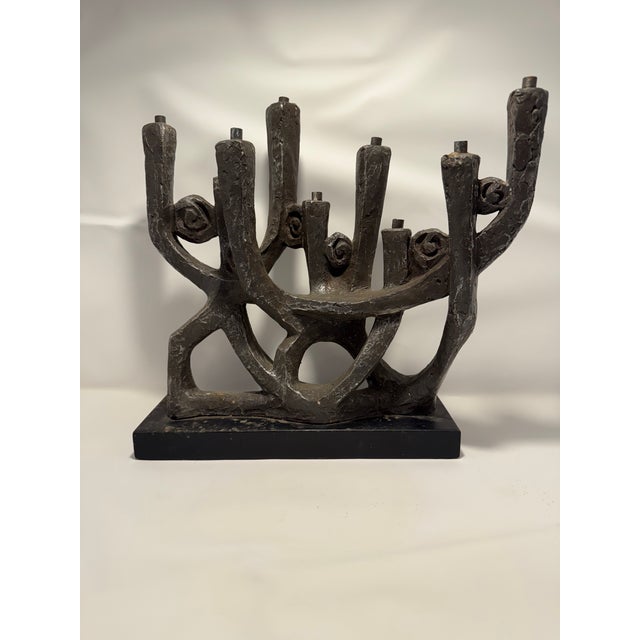 1970s 1970s Midcentury Klara Sever Austin Product Brutalist Candelabra Menorah For Sale - Image 5 of 6