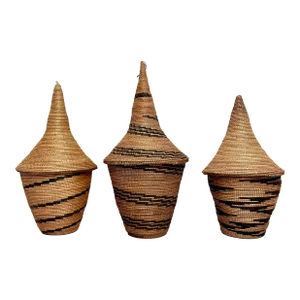 African Woven Tutsi Baskets- a Set of 3
