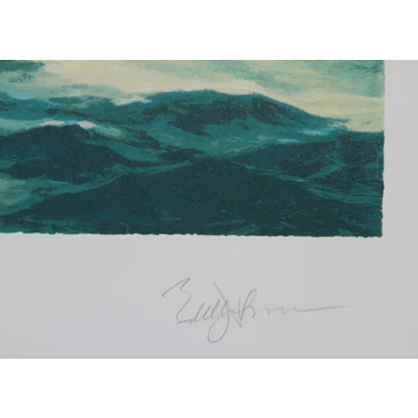 This lithograph, titled Dorymen and Wind Jammer, was created by the American artist, Eldred Clark Johnson, in 1979. It is...