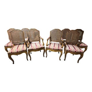 Set of 8 Vintage Minton-Spidell Walnut French Provincial Dining Chairs For Sale
