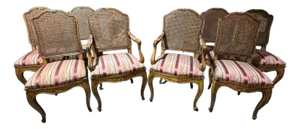 Set of 8 Vintage Minton-Spidell Walnut French Provincial Dining Chairs