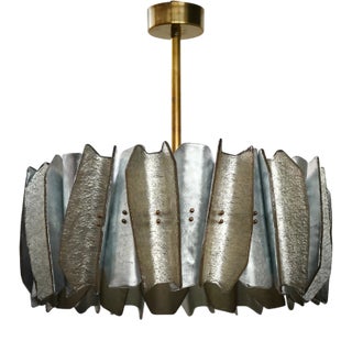 Murano Round Art Glass and Brass Chandelier, 2000 For Sale