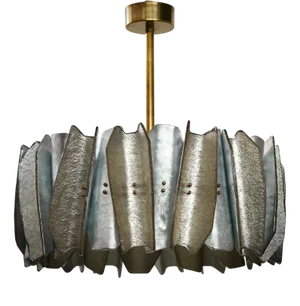 Murano Round Art Glass and Brass Chandelier, 2000