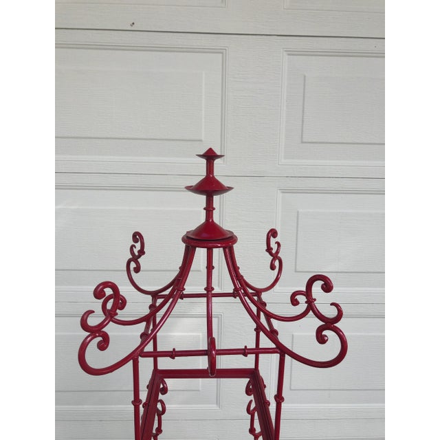 1960s Vintage Red Lacquered Asian Style Etagere For Sale - Image 5 of 6