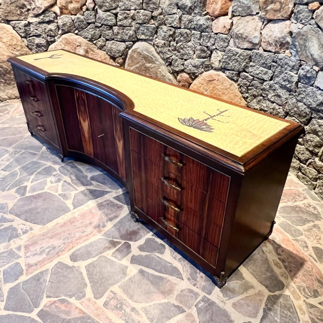 1950s Custom Pani Credenza Dresser Rosewood Goldleaf Bronze Mexico City For Sale In San Diego - Image 6 of 12