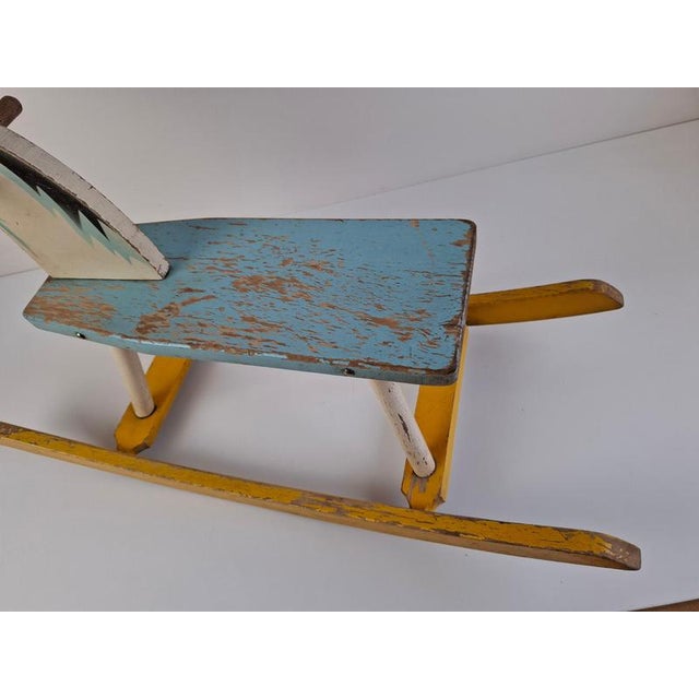 Mid-Century Hand-Painted Wooden Rocking Horse, Czechoslovakia, 1960s For Sale - Image 4 of 16