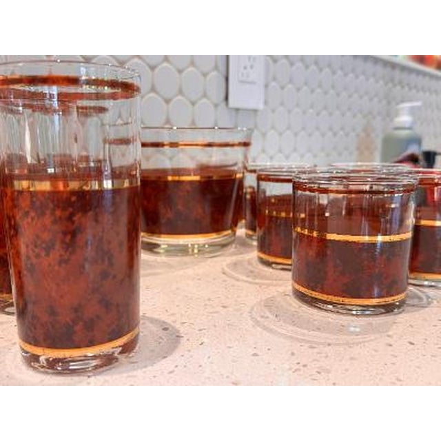 1960s Vintage Culver Tortoiseshell 22k Gold Cocktail Service, 14 Pieces For Sale In Chicago - Image 6 of 11