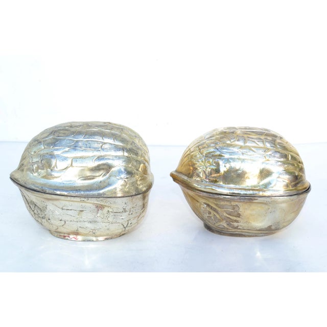 f.b. Rogers Silver Plate Walnut Shaped Trinket Boxes Keepsakes 1970 America Set For Sale - Image 13 of 13