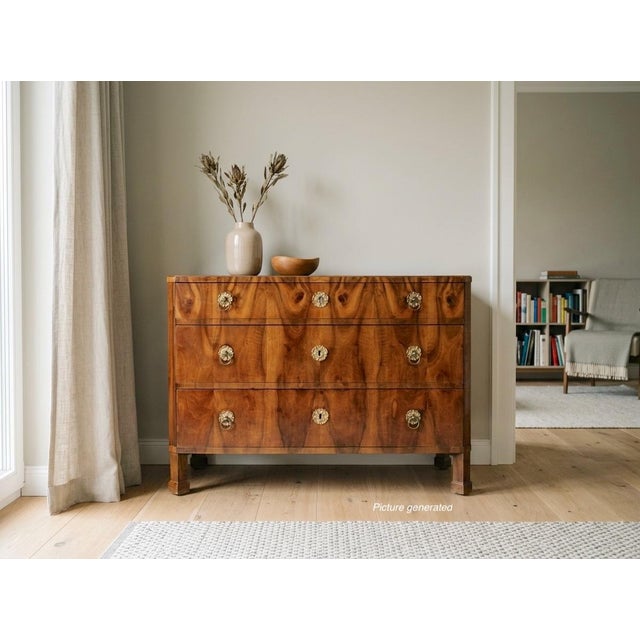 A fine 19th century Biedermeier commode from Austria made with beautifully patterned book matched veneer of walnut over...