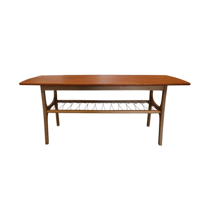 Brown Danish Coffee Table in Teak and Oak with Magazine Rack, 1960s For Sale - Image 8 of 8