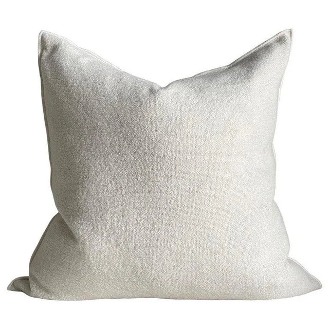 French White Wool Bouclette Double Faced Euro Shams For Sale In Los Angeles - Image 6 of 6