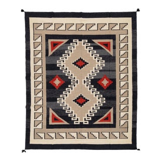 Modern Navajo Style Hand-Knotted Wool Area Rug - Southwest Geometric Accent For Sale