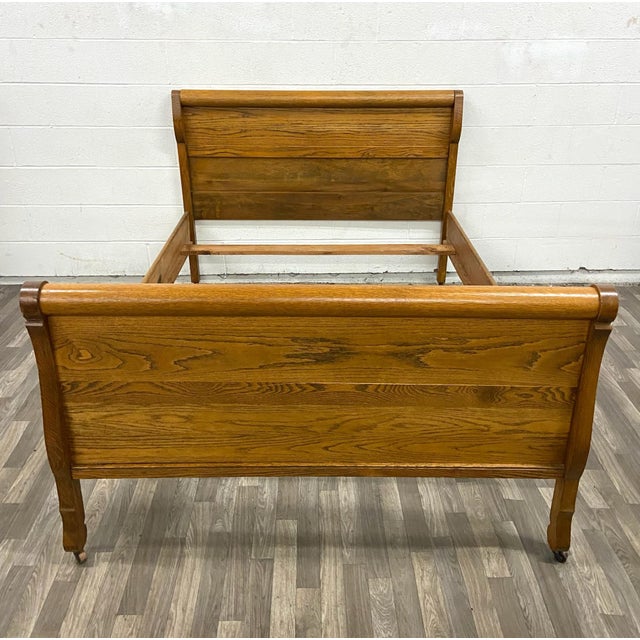 Vintage or Antique Full Size Tiger Oak Sleigh Bed Chairish