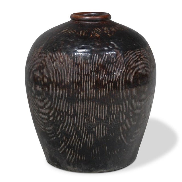 Large Vintage Black Glazed Jar For Sale - Image 6 of 7