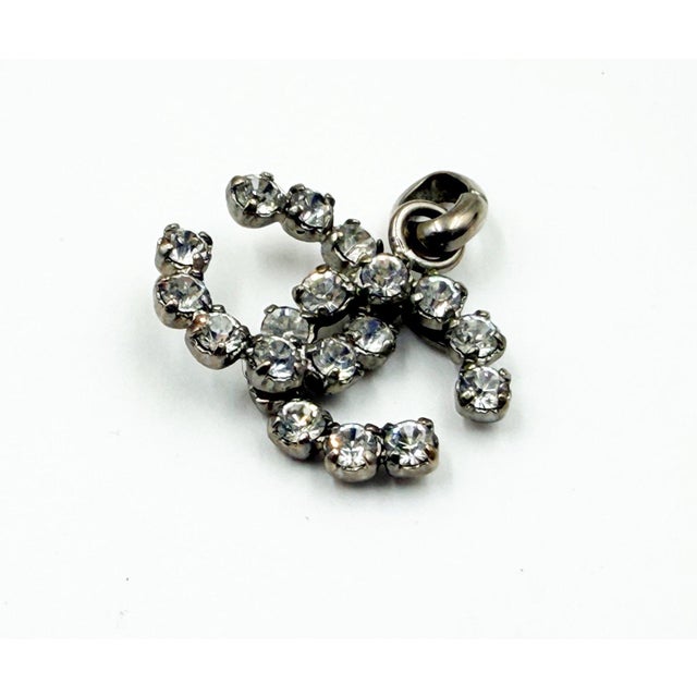 Contemporary Chanel Silver CC Rocky Crystal Pendant For Sale - Image 3 of 4