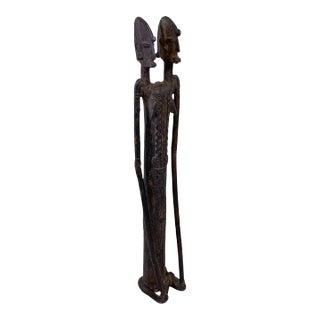 African Tribal Cast Bronze Ashanti Ghana Akan Figure 14.7" H For Sale