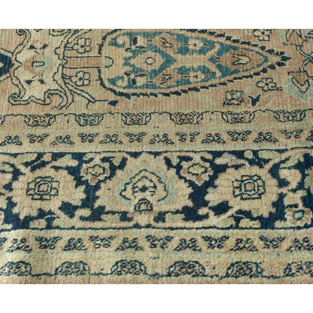 Early 20th Century Early 20th Century Persian Meshad Warm Beige Background Hand Knotted Wool Rug For Sale - Image 5 of 8