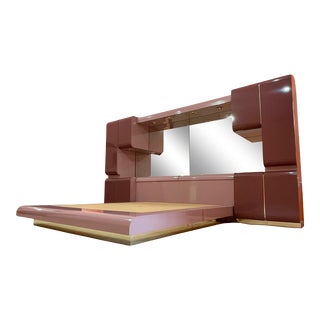 1980s Postmodern Master Pink & Mauve Formica King Platform Bed For Sale