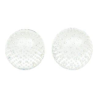 Large Bullicante Bubble Infinity Clear Glass Balls or Bookends Pair of 1990's For Sale