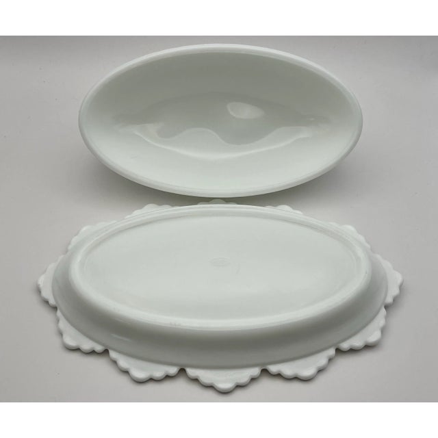 Glass Mid 20th Century Fenton Hobnail Milk Glass Butter Dish For Sale - Image 7 of 10
