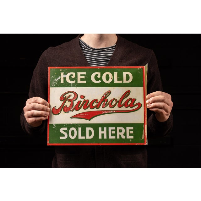 c. 1920s-1930s; The Birchola Co. - Scranton, PA Vintage double-sided soda advertising sign. This sign advertises Birchola,...