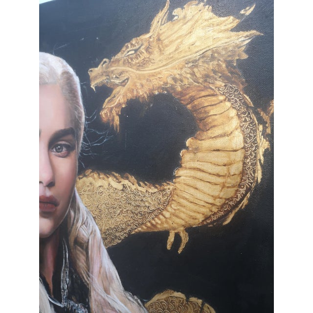 French Artist, Mother of Dragons, 2000s, Oil Painting on Canvas For Sale - Image 4 of 7