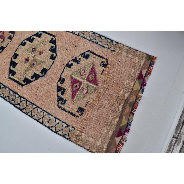 Geometric Design Oushak Wool Runner For Sale - Image 10 of 10