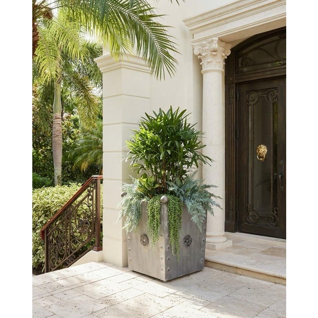 Vintage French Orangerie Style Galvanized Zinc Square Planter Box For Sale - Image 12 of 12