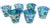 Contemporary Vintage Blue & Green Golden-Patterned Culver Rocks Glasses - Set of 6 For Sale - Image 3 of 7