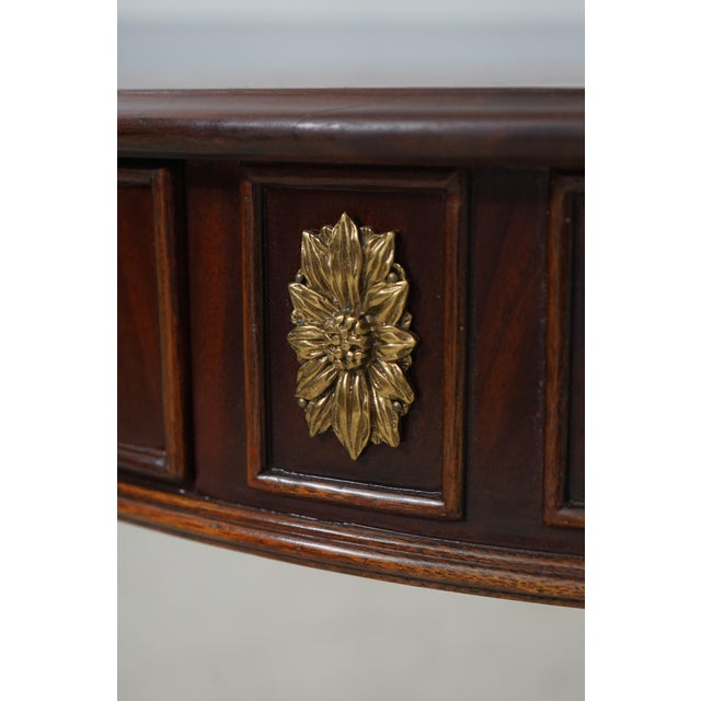 Maitland Smith Round Mahogany Leather Top Drum Table For Sale - Image 15 of 18