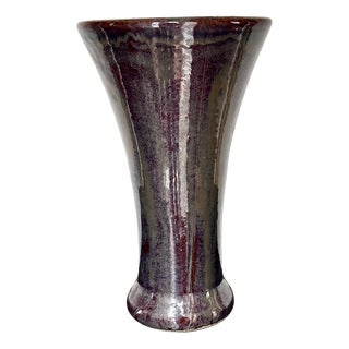 Large Vintage Stoneware Vase with Reactive Glaze, 1960s For Sale