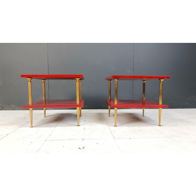 Two Tier Lacquered Goatskin Side Tables attributed to Aldo Tura, 1960s, Set of 2 For Sale - Image 11 of 15