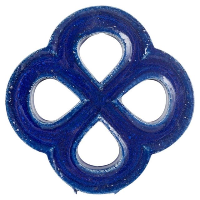 1960s Deep Blue Glazed Stoneware Wall Relief from Gustavsberg, 1960s For Sale - Image 5 of 5