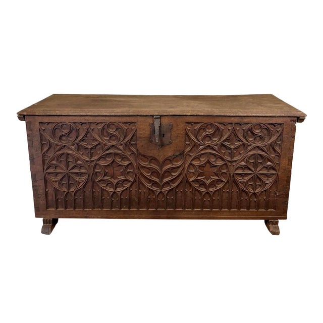 Late 18th Century Spanish Carved Wood Chest with Gothic Decoration, 1880 For Sale - Image 15 of 15