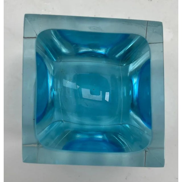 1970s Label Block Vase with Light Blue Core by Murano Cesare Toso, 1970s For Sale - Image 5 of 9