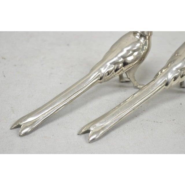 Vintage Pheasant Bird Silver Plated Figurine Salt & Pepper Shakers - A Pair For Sale - Image 4 of 15