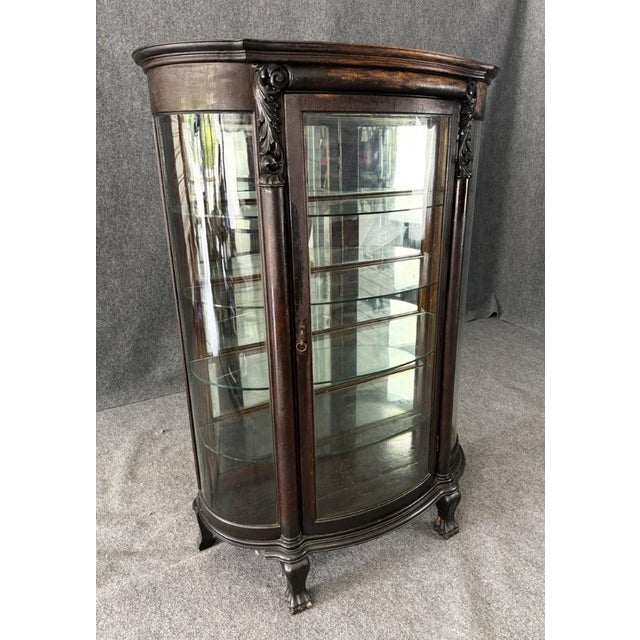 Early 1900s Curio Cabinet With Paw Feet For Sale - Image 4 of 14