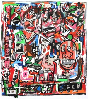 Large Expressionist Original Artwork "My Litmus" Contemporary Abstract Mixed-Media Painting by Jonas Fisch