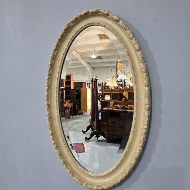 Late 19th Century Victorian Oval Painted Mirror, 1880s For Sale - Image 5 of 5