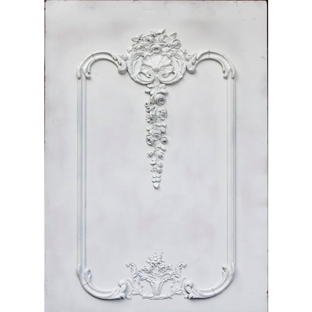 A Unique Antique French Wall Panel with Decorative relief Carvings. Dual Faced; One side has been painted white and is in...