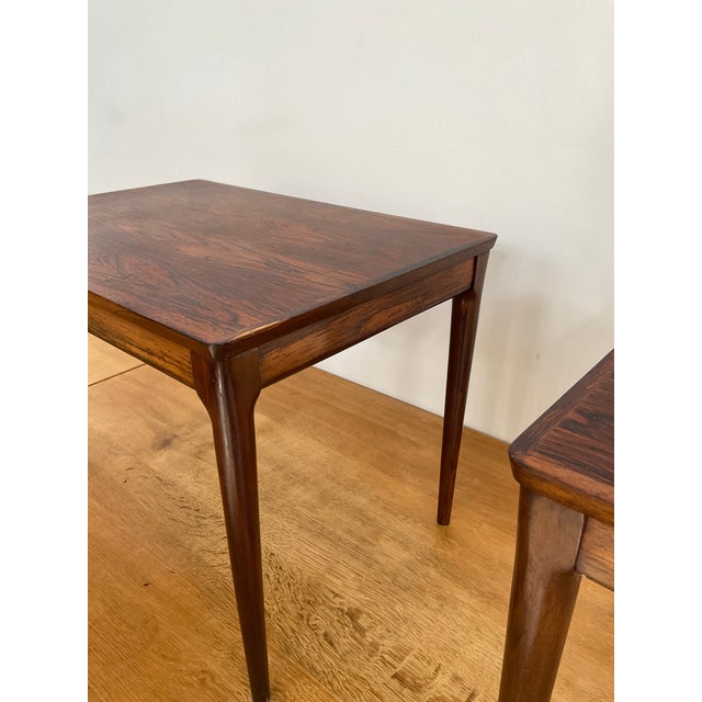 Mid 20th Century Pair of Arne Olsen Style Danish Rosewood Side Tables For Sale - Image 14 of 18