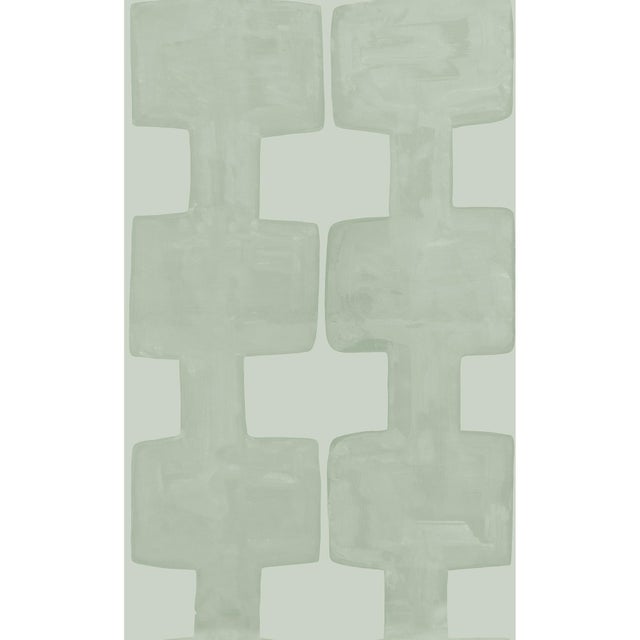 Art Deco Sample - Modern Blocks Wallpaper by Paule Marrot in Light Sage For Sale - Image 3 of 3