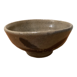 Vintage Japanese Pottery Chawan Tea Ceremony Bowl Glazed, Brush Painted Design