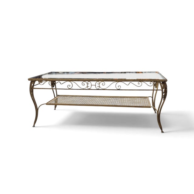 Late 20th Century Italianate-Style Scrollwork Metal and Glass Coffee Table For Sale - Image 4 of 16