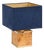 Table Lamp in Brass and Burl with Blue Velvet Shade by Tommaso Barbi, Italy 1970s For Sale