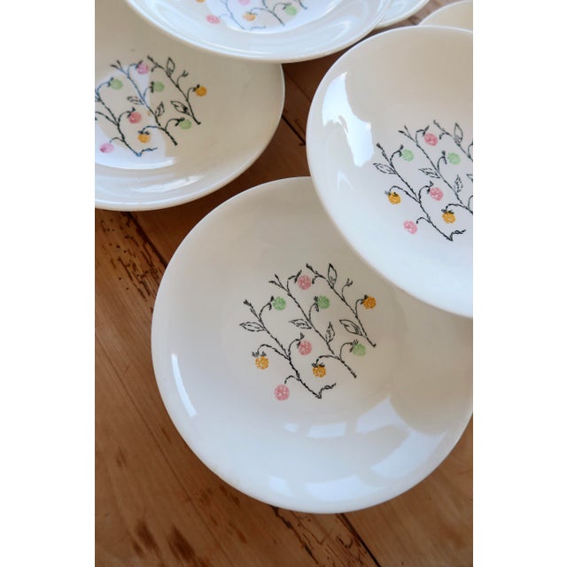Ceramic Vintage Earthenware Soup Plates with Marie-Claire Pattern by Gien, 1940s, Set of 6 For Sale - Image 7 of 9