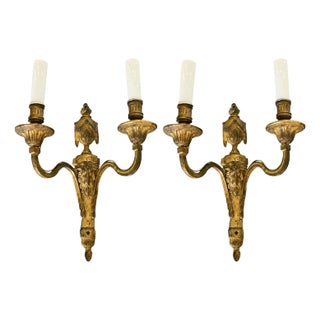 French 19th Century Louis XVI Style Bronze Sconces - a Pair For Sale