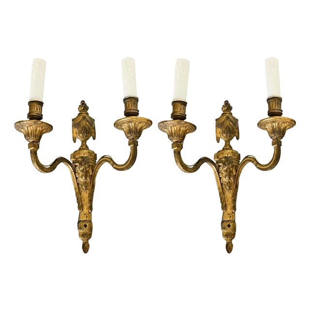 French 19th Century Louis XVI Style Bronze Sconces - a Pair For Sale
